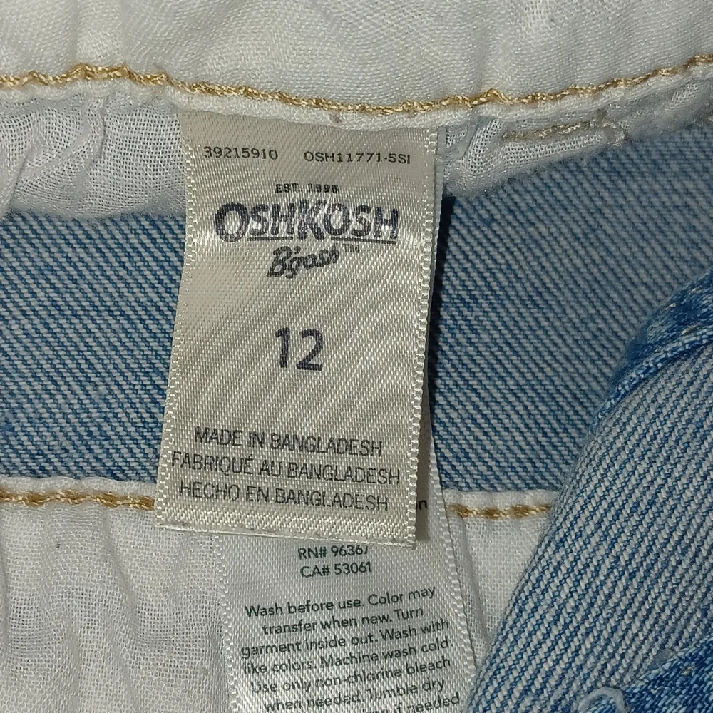 Oshkosh B'Gosh Girls Vestbak Button Front Denim Overalls Sz 12